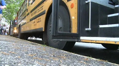 Students getting on bus. (3 of 3) Stock Footage