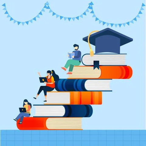 Students Getting Knowledge Stock Illustration