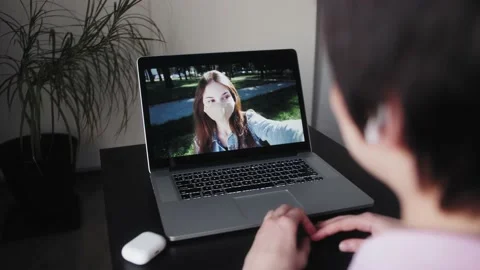 Students girls talking using a video call during lockdown. Home quarantine Stock Footage 140365848