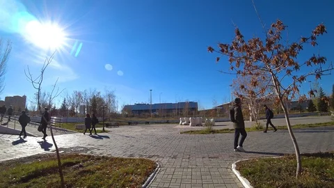 Students go to the university to study Stock Footage 98658055