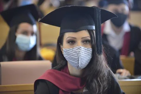 Students graduating from Technical University during pandemic Stock Photos