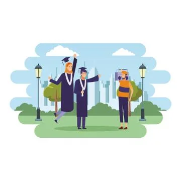 Students graduation celebration 스톡 일러스트