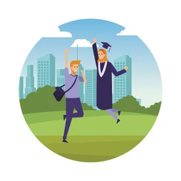 Students graduation celebration イラスト素材
