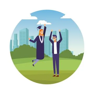 Students graduation celebration 스톡 일러스트