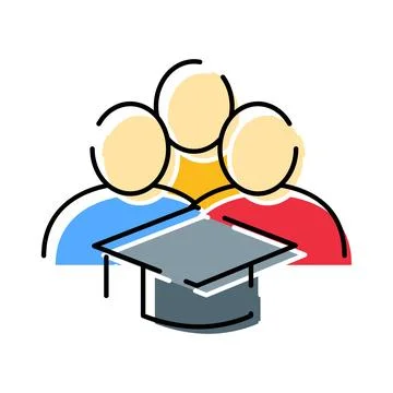 Students group receiving higher education graduation degree Stock Illustration