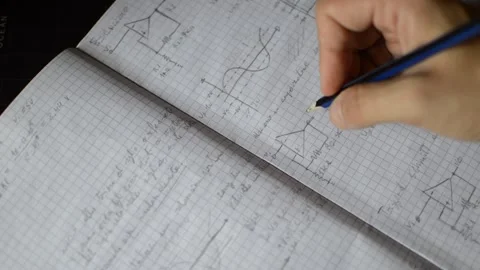 Student's hand study math on his room. study mathematics for exams Video stock 205210035