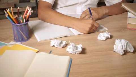 Student's hands close-up writing homework. Concept of education Stock Footage 111697958