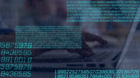 Students' hands typing on laptop, creating teal code blocks scrolling over Stock-Footage 335731904