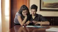 students have fun doing a architectural design - lover - exam - laugh HD Footage