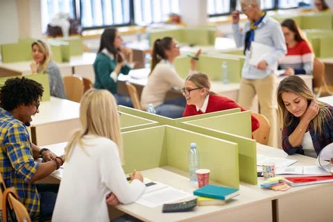 Students having good time at a lecture Stock Photos