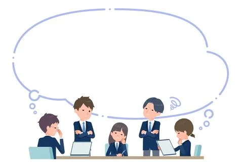 Students having a meeting with multiple people troubles with speech bubbles Stock Illustration