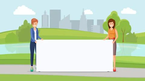 Students holding empty banner vector illustration Stock Illustration