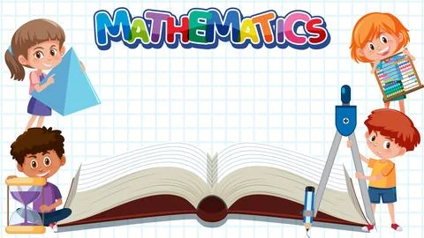 Students Holding Math Elements on Open Book Stock Illustration