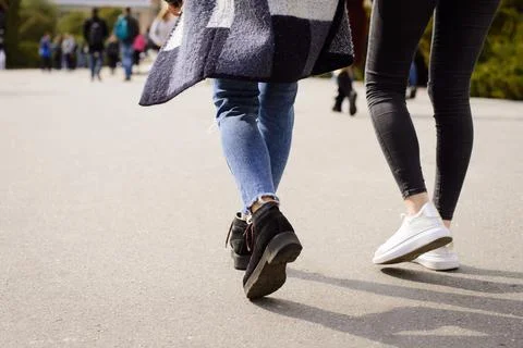 Students in a hurry heading to classes in the morning Stock Photos