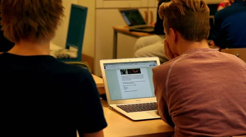 Students Inside a classroom using laptop for studying Stock Footage 45161128