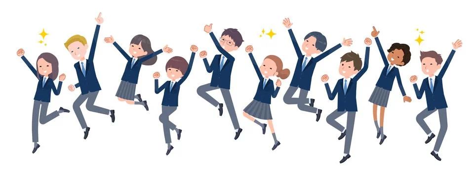 Students jumping Stock Illustration