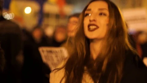 Students jumping in a protest Stock Footage 90126560