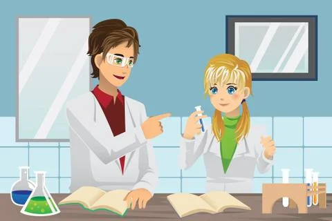 Students in lab Stock Illustration