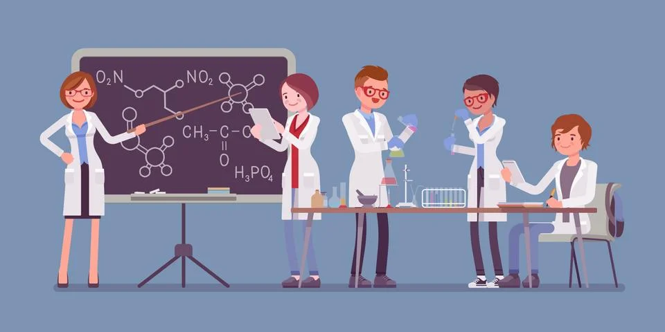 Students in the lab Stock Illustration