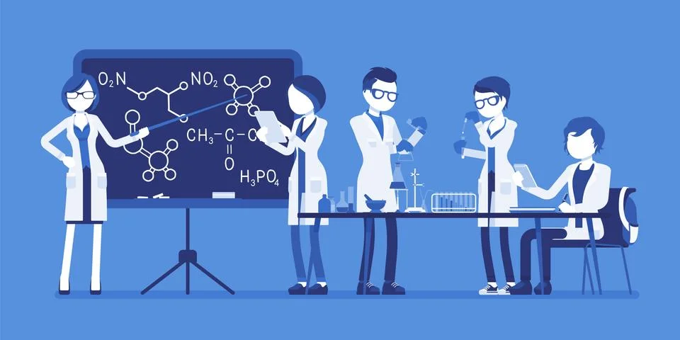 Students in the lab Stock Illustration