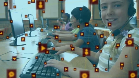 Students in lab typing and generating so... | Stock Video | Pond5
