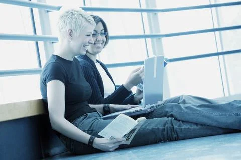 Students With Lap Top Computer Stock Photos