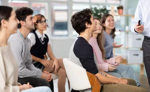 Students laugh during lecture Stock Photos