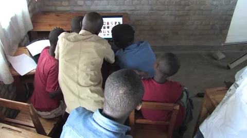 Students Learn How To Work On Computer In One Of The Poorest States In Africa Stock Footage 53089486