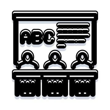 Students learning alphabet in an educational classroom setting Stock Illustration