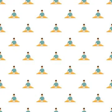 Students learning and writing at desks seamless pattern Stock Illustration