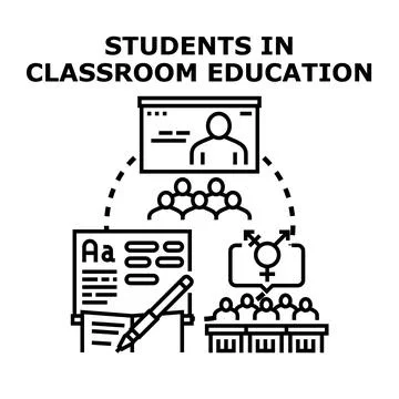 Students learning in classroom education concept Stock Illustration