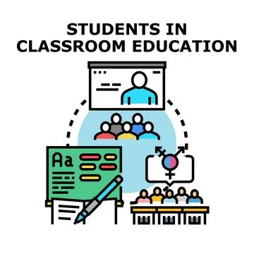 Students learning in classroom education concept Stock Illustration