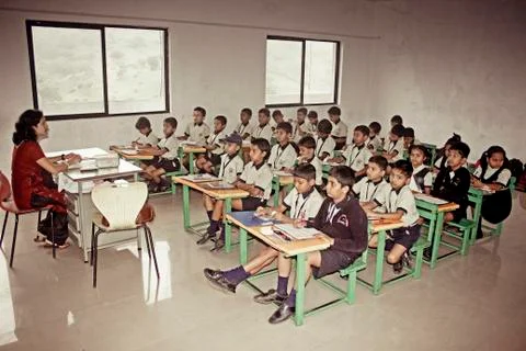 Students learning in a classroom, india Stock Photos