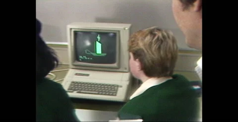STUDENTS LEARNING COMPUTER SKILLS (1985) Stock Footage 240083099