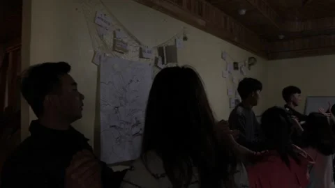 Students learning dancing in a village 스톡 동영상 154231471