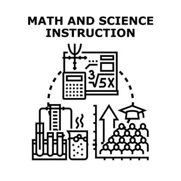Students learning math and science education concept Stock Illustration