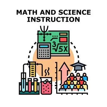 Students learning math and science education concept Stock Illustration