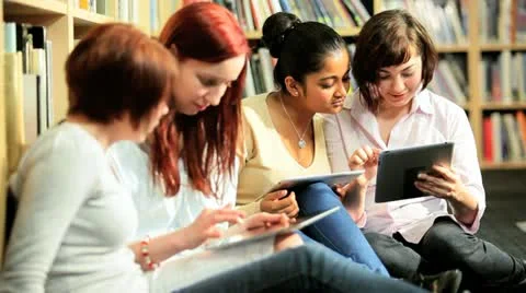 Students learning modern communication technology   Stock Footage 10896138