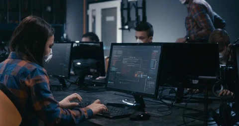 Students learning programming in school Stock Footage 127492367