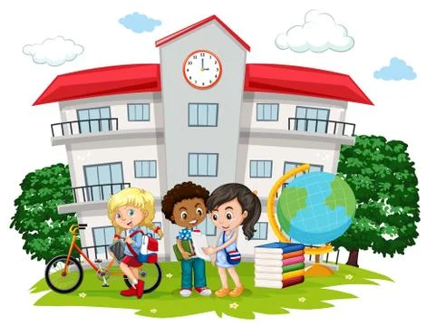 Students learning at school Illustrazione stock