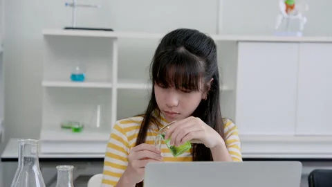 Students' learning in science classroom. Students in casual attire collabor.. Stock Footage 277254030