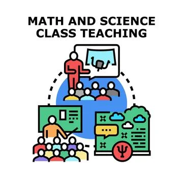 Students learning science, technology, engineering, and math concepts Иллюстрация