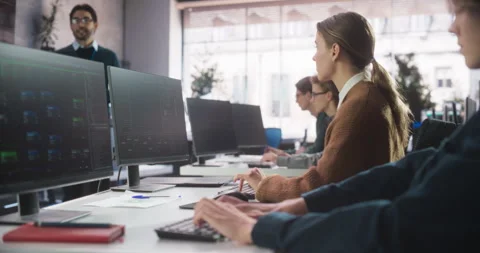 Students Learning at Software Development Class Stock Footage 243650392