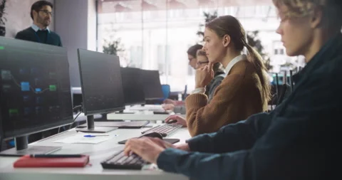 Students Learning at Software Development Class Stock Footage 243650478