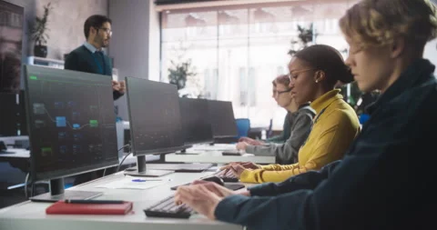 Students Learning at Software Development Class Vídeos de archivo 243650756