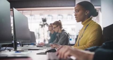 Students Learning at Software Development Class Stock Footage 243650794