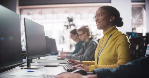 Students Learning at Software Development Class Stock Footage 243650841