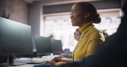 Students Learning at Software Development Class Stock Footage 243650958