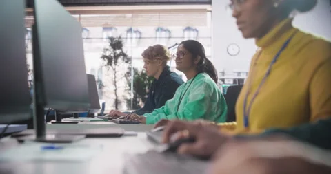 Students Learning at Software Development Class Stock Footage 243651289