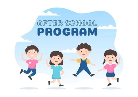 Students Leave School Building After Class or Program and Back to Home in Tem Ilustración de archivo